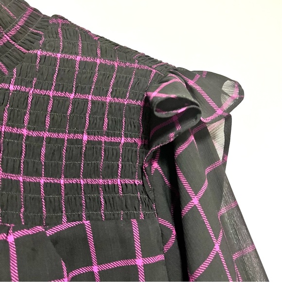 Torrid Crinkle Chiffon Smocked Neck Blouse SZ 3X Windowpane Whimsigoth Victorian - Picture 10 of 14